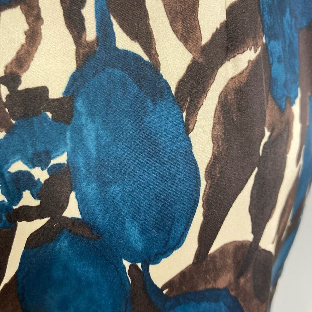 Donna Ricco 6 S Blue Brown Floral Gown Midi Dress Prom Evening Cocktail Wiggle - Picture 6 of 9